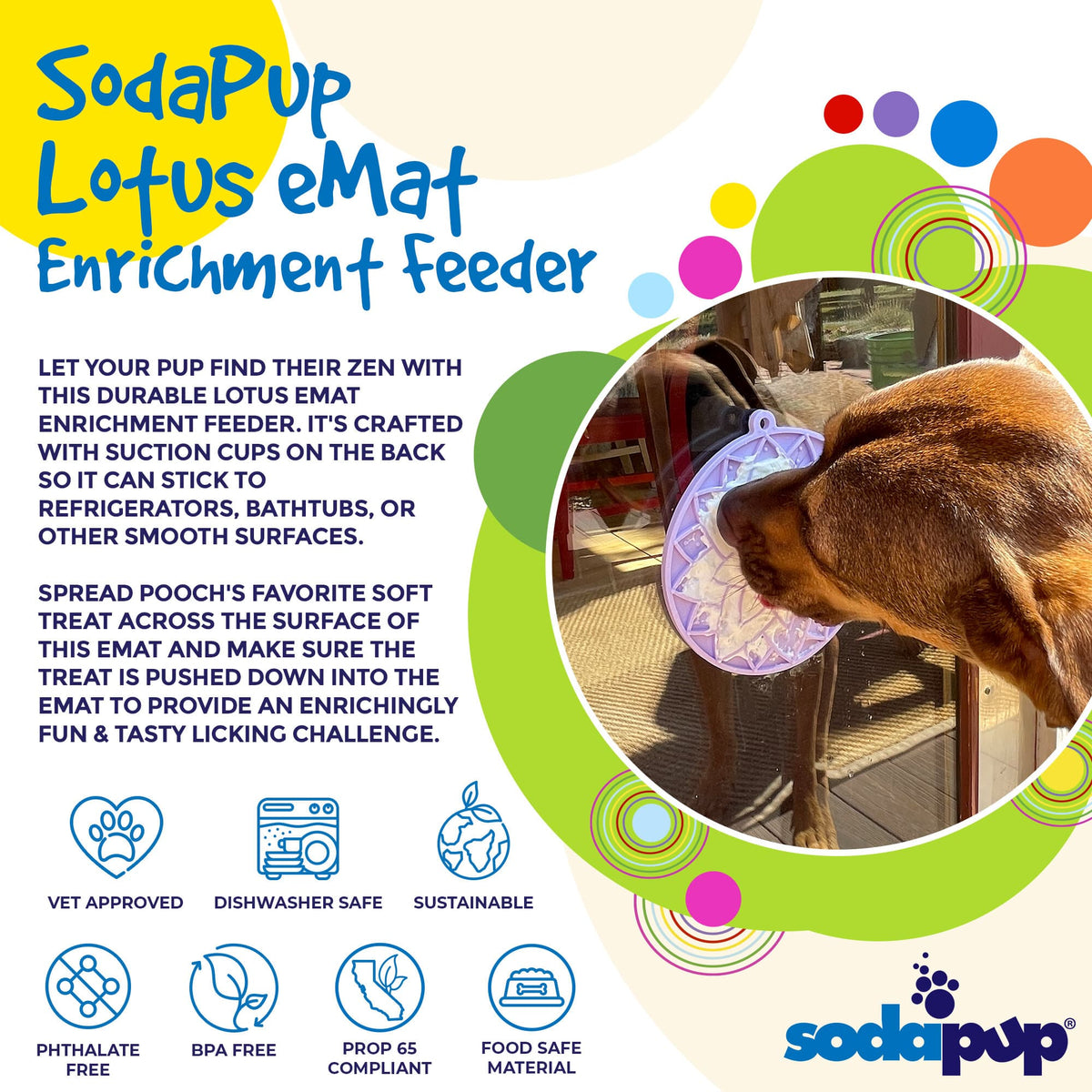 SodaPup Lotus eMat | Suction Cup Lick Mat for Dogs & Cats | USA Made