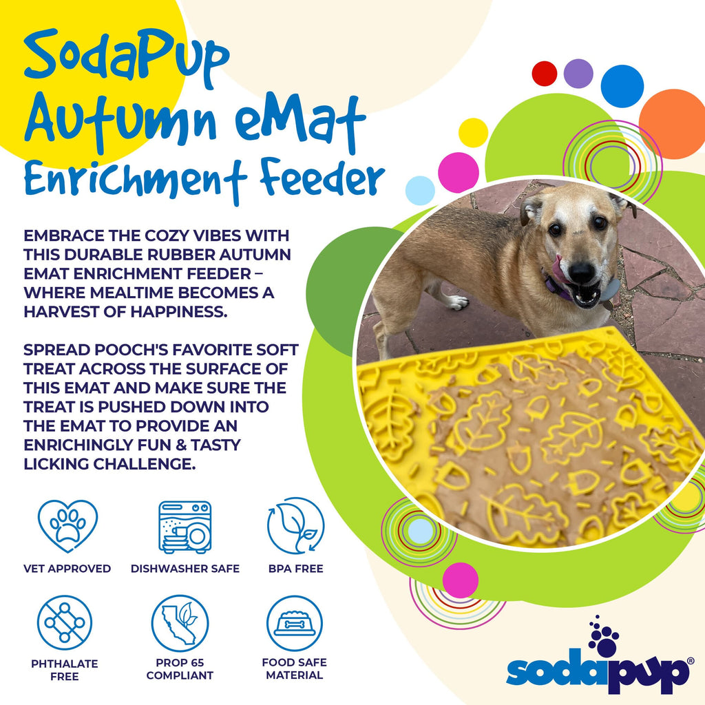 SodaPup Autumn eMat | Fall Leaves Lick Mat for Dogs & Cats | USA Made