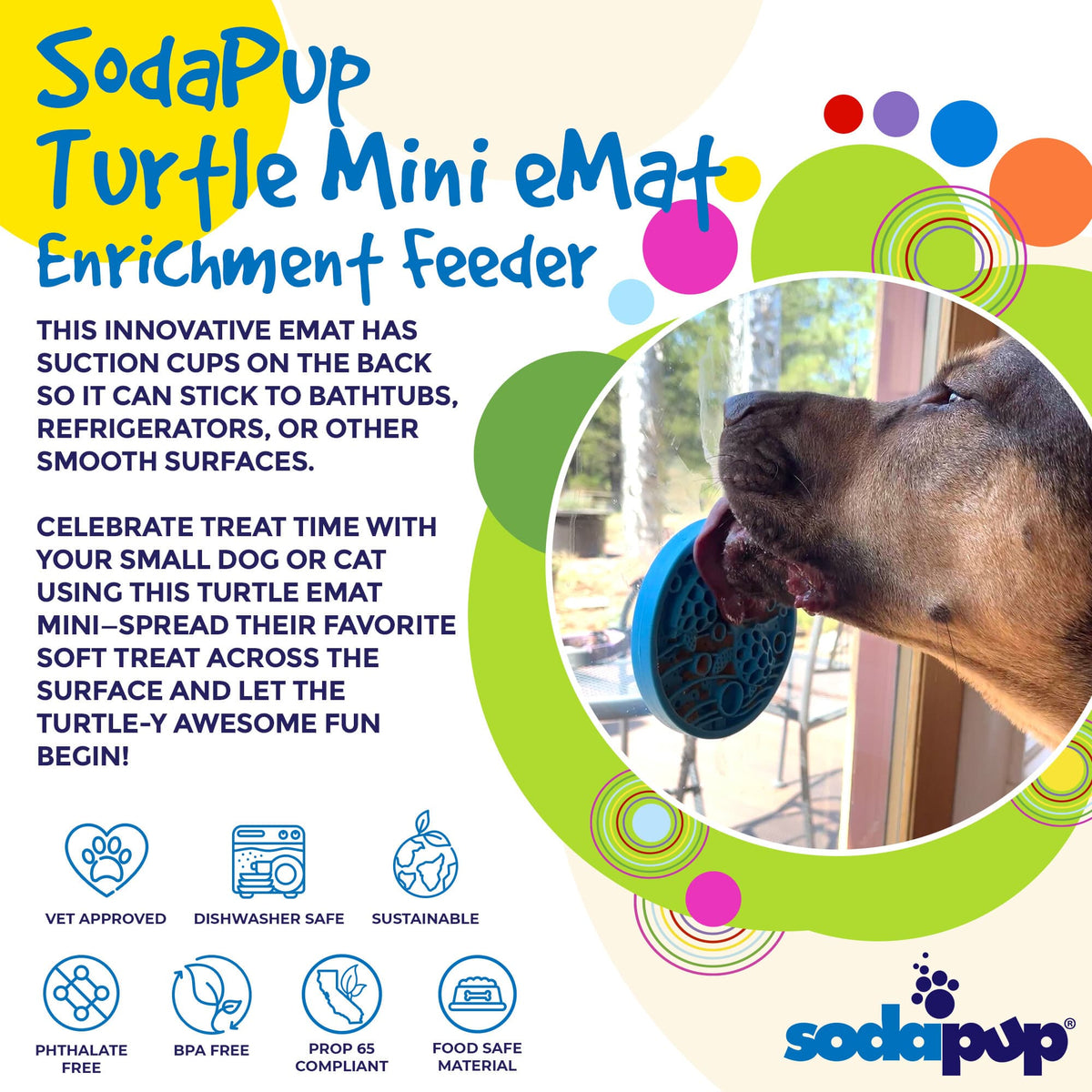 SodaPup Turtle eMat-Mini | Suction Cup Lick Mat for Small Dogs & Cats