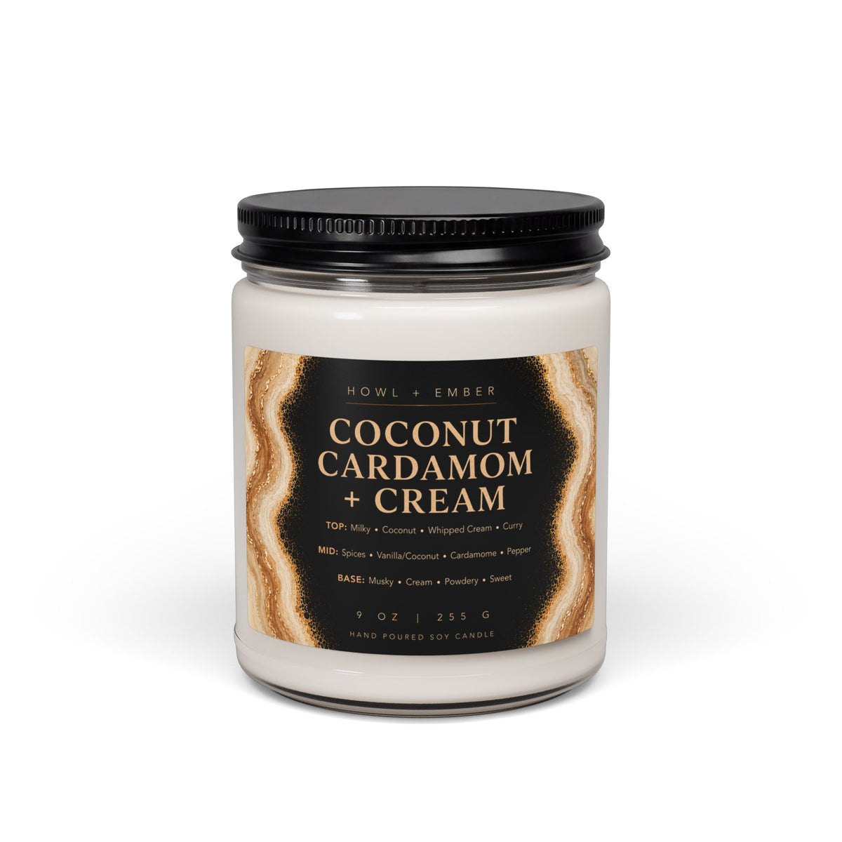 Coconut Cardamom + cream, 9oz Soy Candle