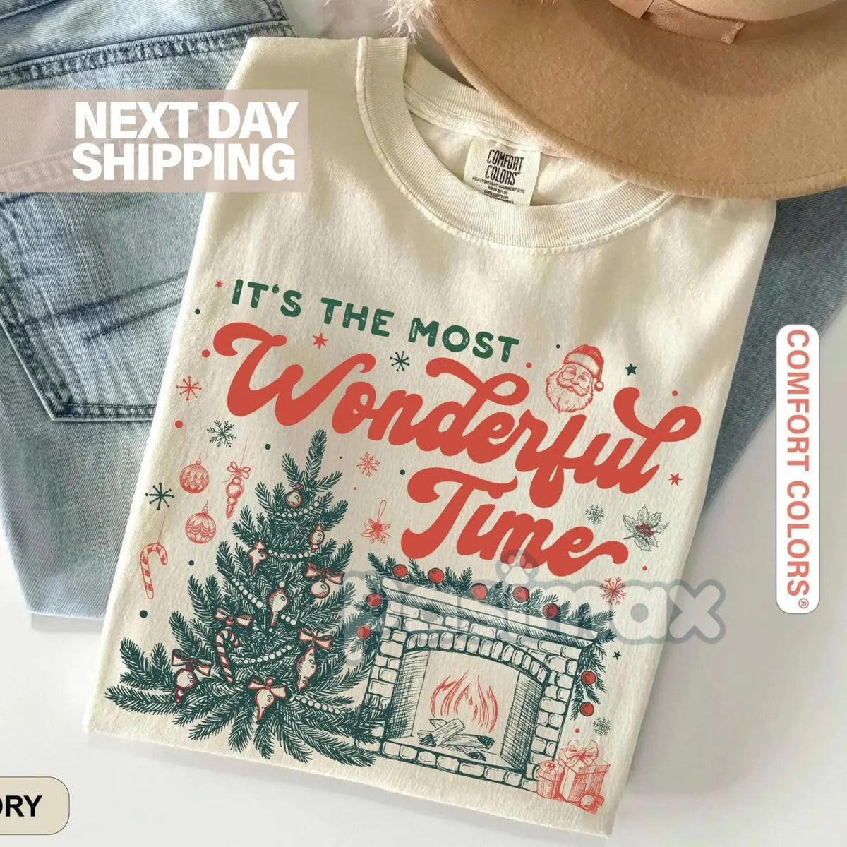 Retro Most Wonderful Time Christmas T-Shirt, view 4