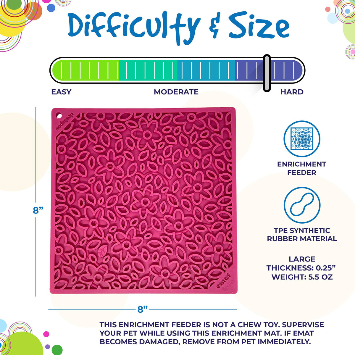 SodaPup Flower Power eMat | Retro Floral Lick Mat for Dogs & Cats | USA Made