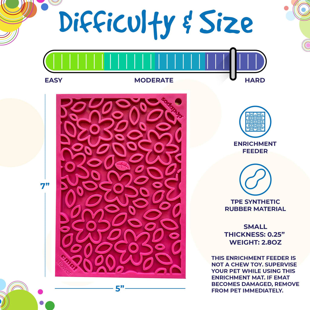 SodaPup Flower Power eMat | Retro Floral Lick Mat for Dogs & Cats | USA Made