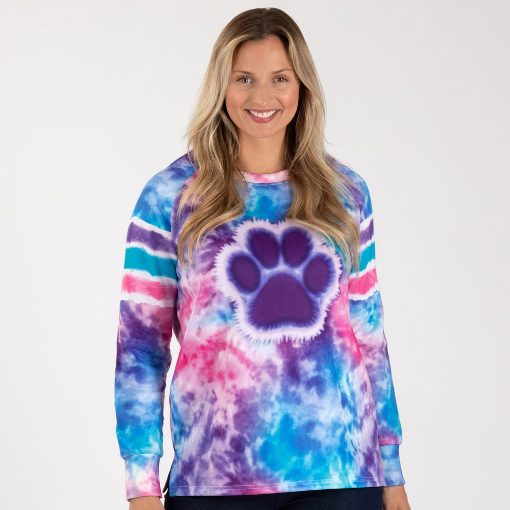 Paw Tie-Dye Stripe Crew Sweatshirt