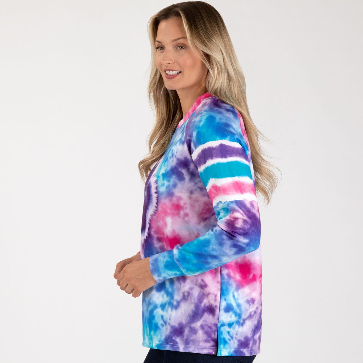 Paw Tie-Dye Stripe Crew Sweatshirt, view 5