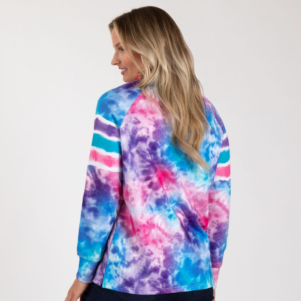 Paw Tie-Dye Stripe Crew Sweatshirt, view 6