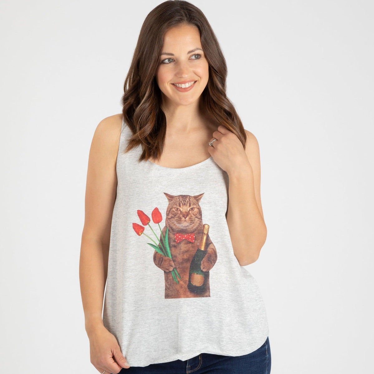 Cat Happy Hour Tank Top | Funny Cat Lover Graphic Tank