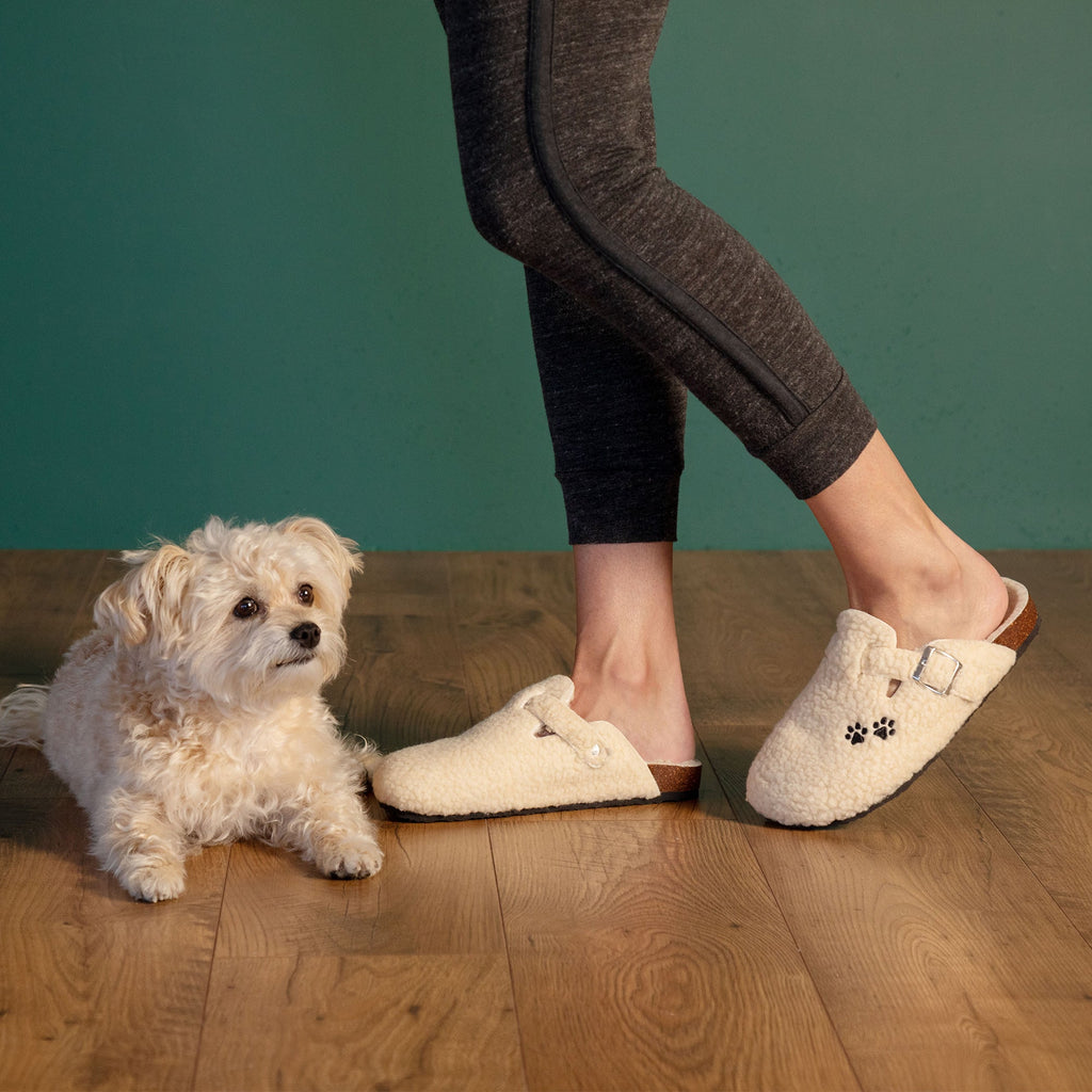 Paw Print Sherpa Fleece Clog Slippers, view 15
