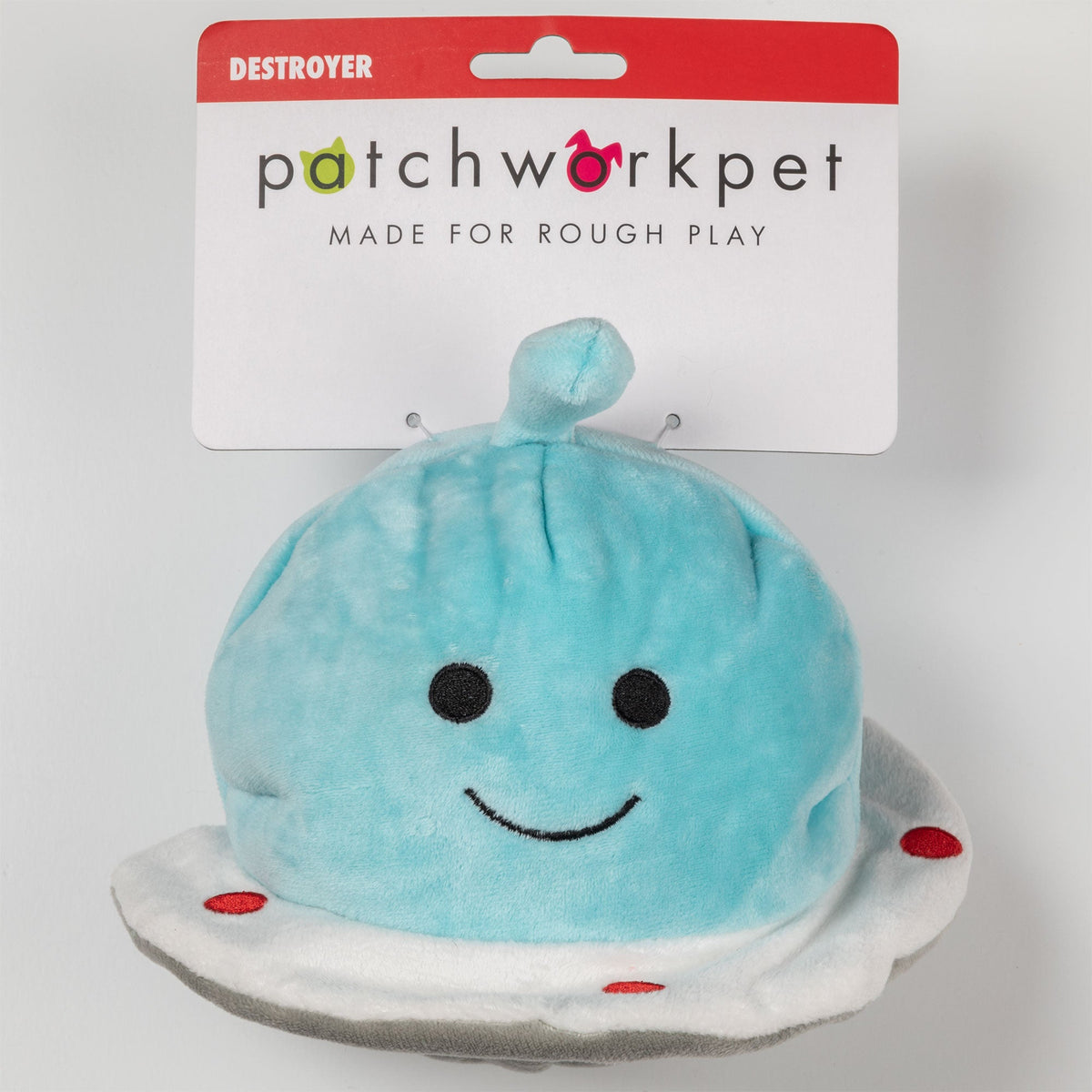 Patchwork Pet Spaceship & Alien Plush Dog Toy – 5 inch