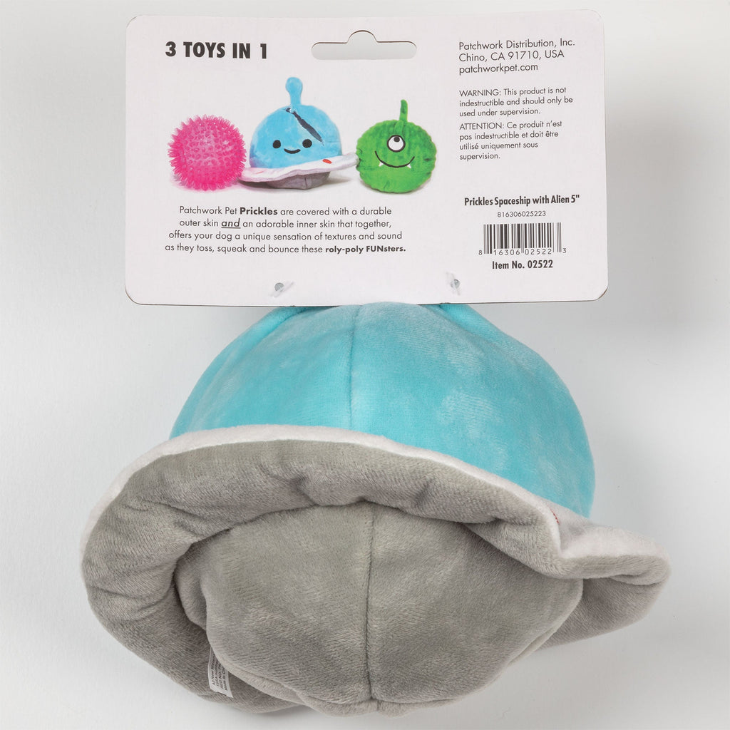 Patchwork Pet Spaceship & Alien Plush Dog Toy – 5 inch