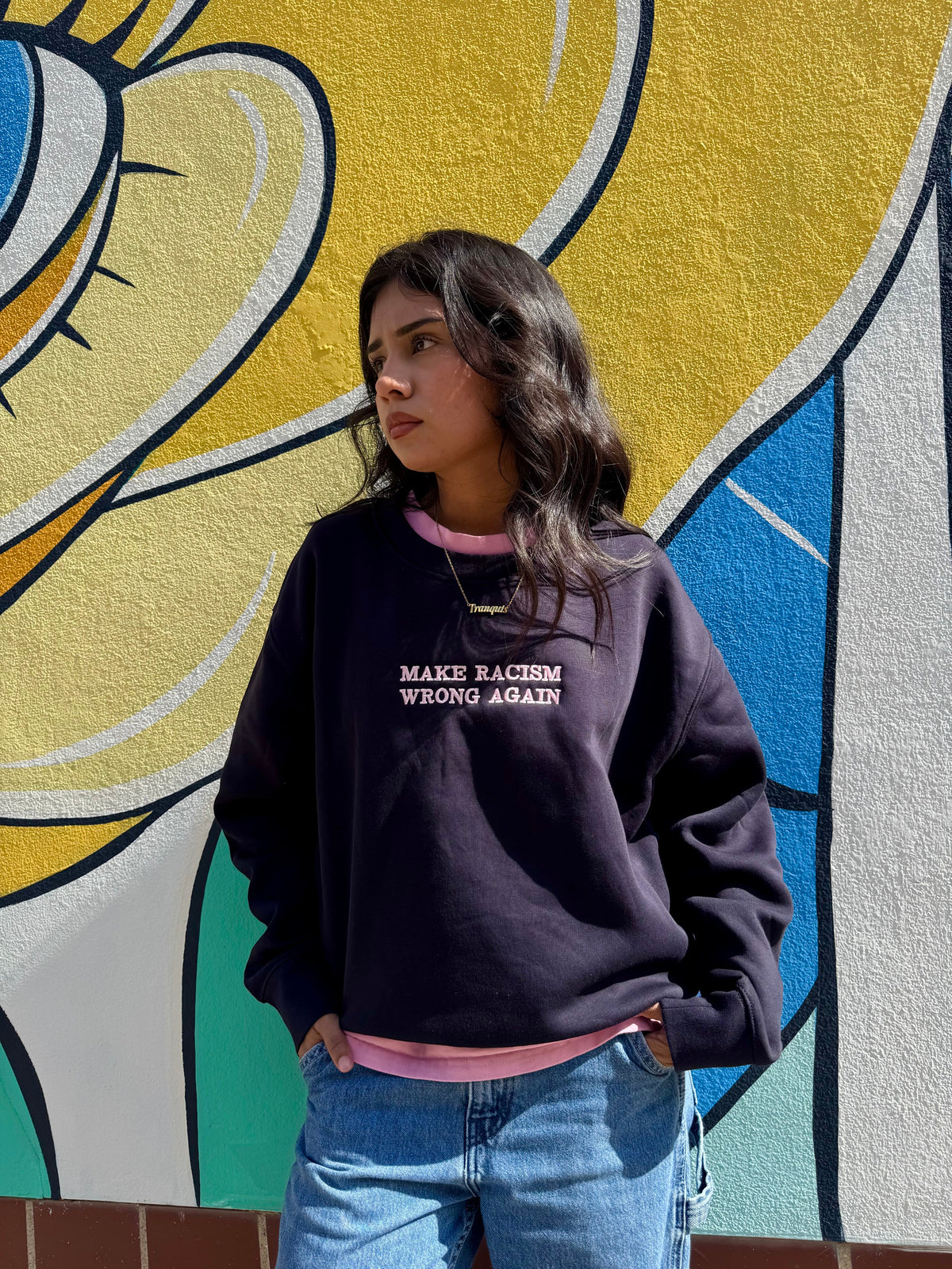 Anti-Racism statement sweatshirt in navy