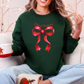 Christmas coquette bow and ribbon sweatshirt in Forest Dark Green