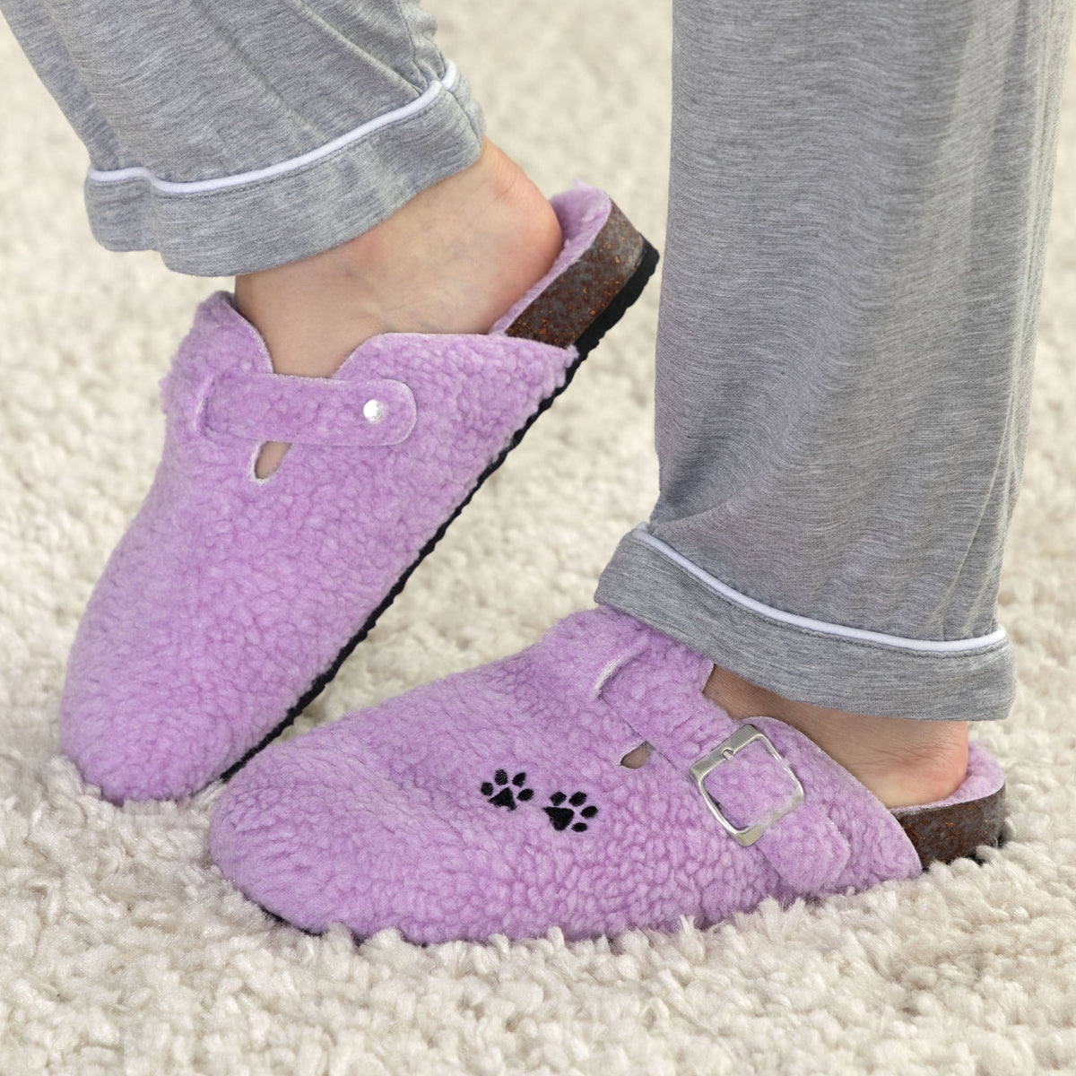 Paw Print Sherpa Fleece Clog Slippers | Animal Rescue Support