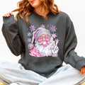 Disco Santa bubble gum Christmas sweatshirt in Dark Gray Heather