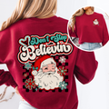 Don't Stop Believin' retro Santa checkered sweatshirt in Garnet Red