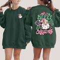 Have A Merry Christmas retro Santa sweatshirt in Forest Dark Green