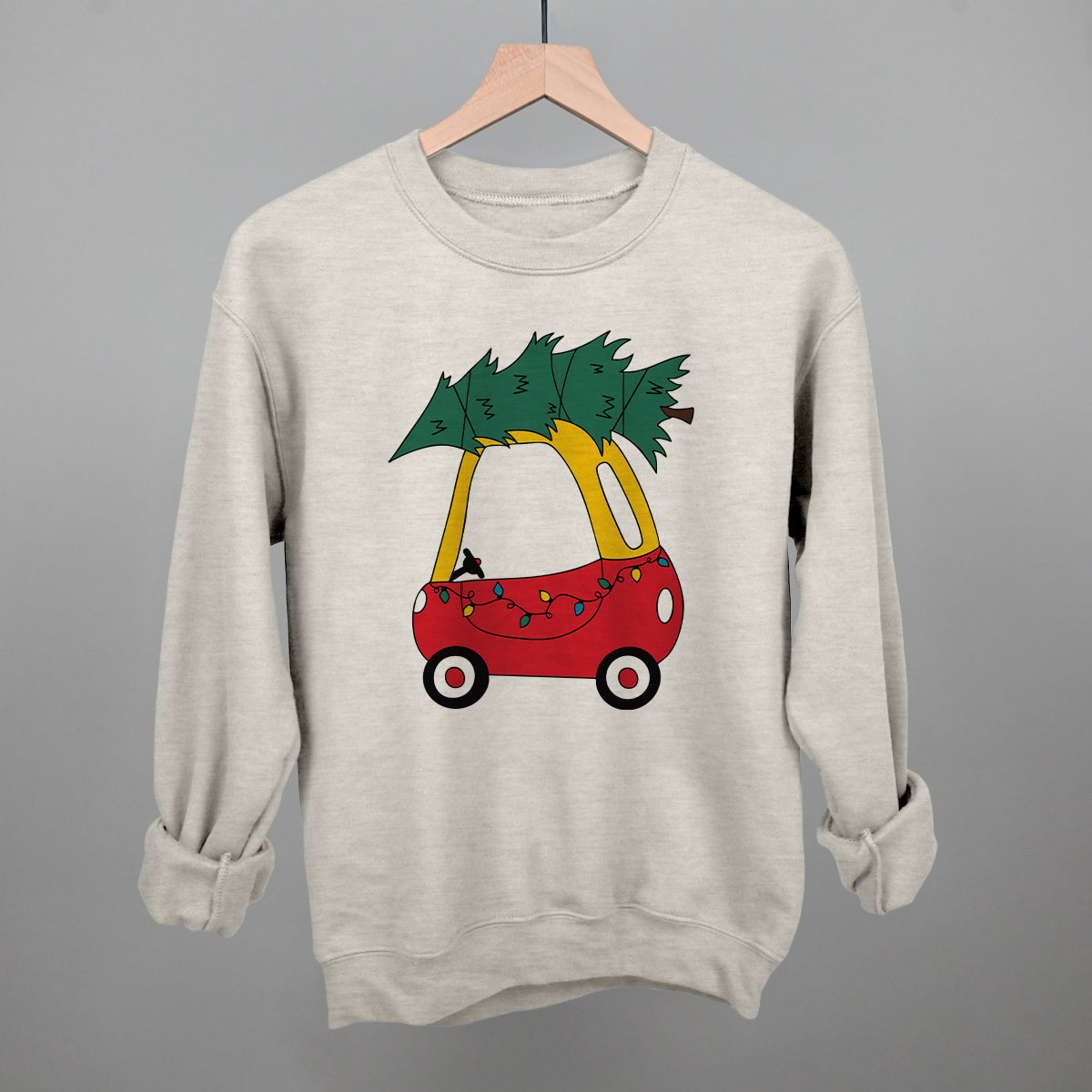 Christmas Tree Toy Car sweatshirt in Oatmeal