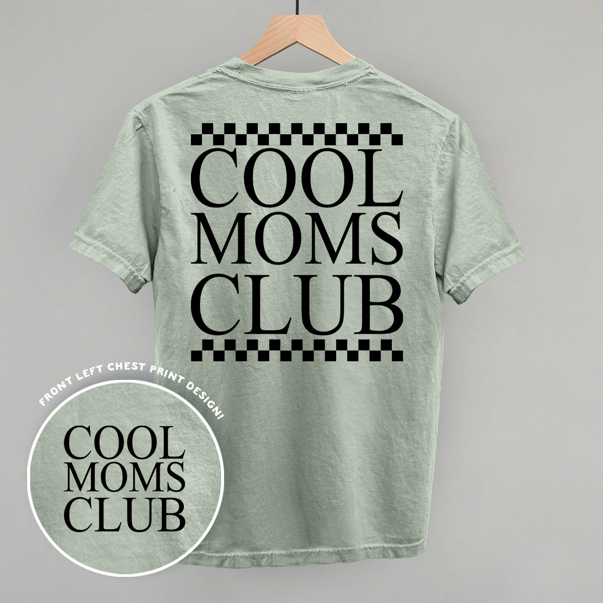 Cool Moms Club Checkered Back Print T-Shirt | Funny Mom Graphic Tee
