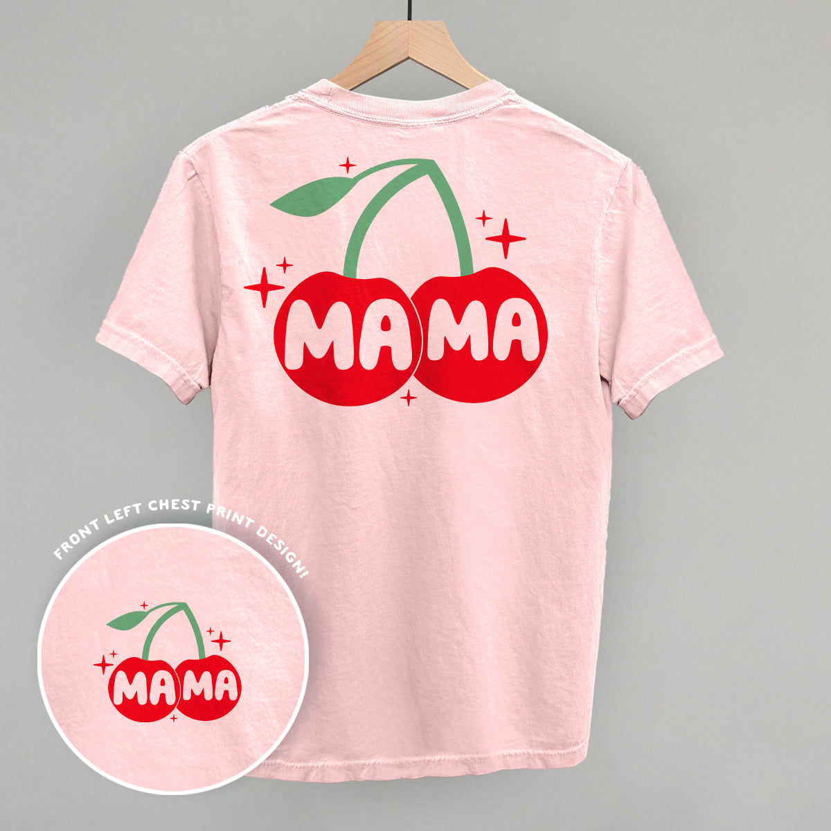 Mama Cherries + Sparkles Back Print T-Shirt | Cute Mom Graphic Tee