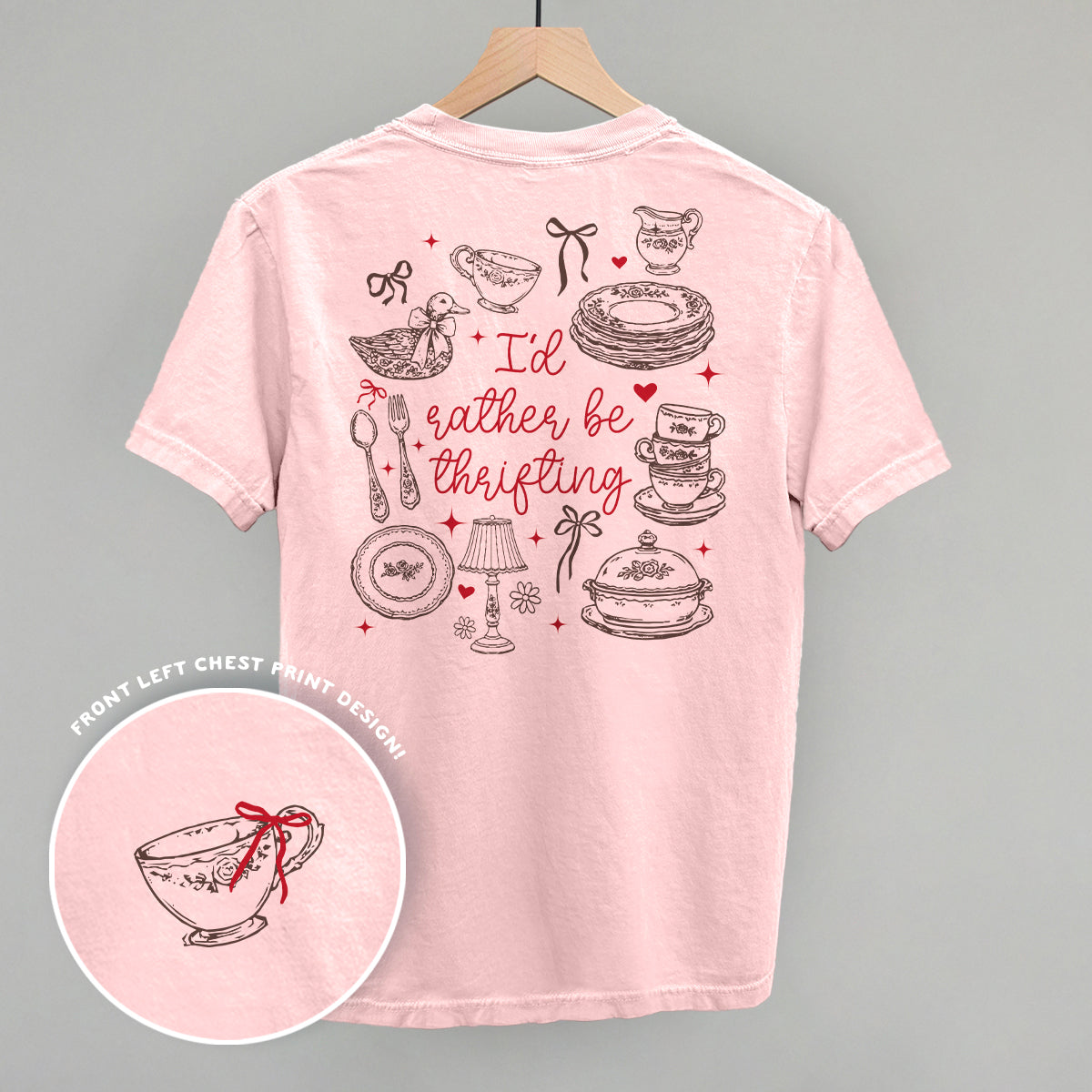 I'd Rather Be Thrifting Doodles Back Print T-Shirt | Thrift Lover Tee