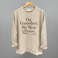 On Game Days, We Wear Brown oversized corded crew in Moonbeam