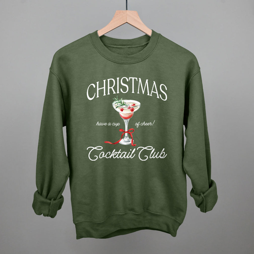 Christmas Cocktail Club sweatshirt in Military Green