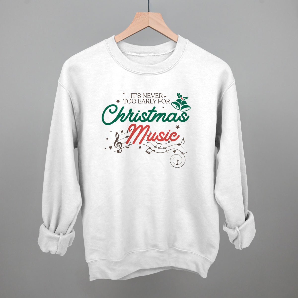 It's Never Too Early For Christmas Music doodle sweatshirt in White