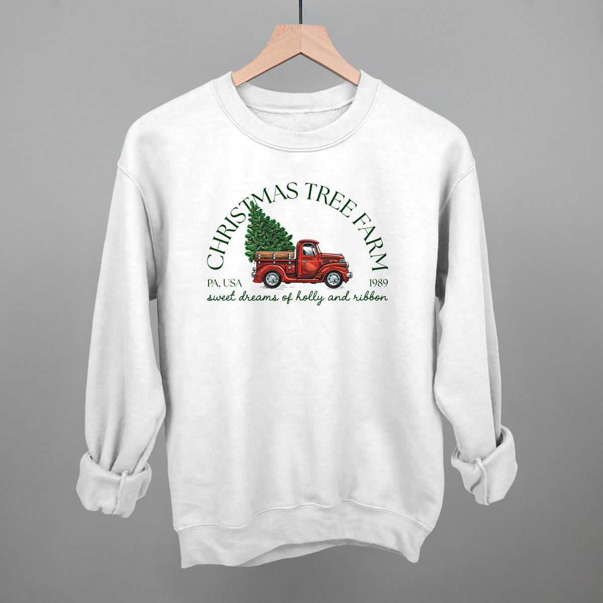 Christmas Tree Farm 1989 sweatshirt in White