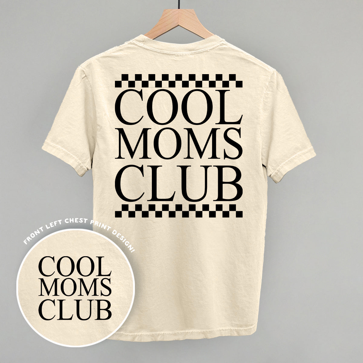 Cool Moms Club Checkered Back Print T-Shirt | Funny Mom Graphic Tee