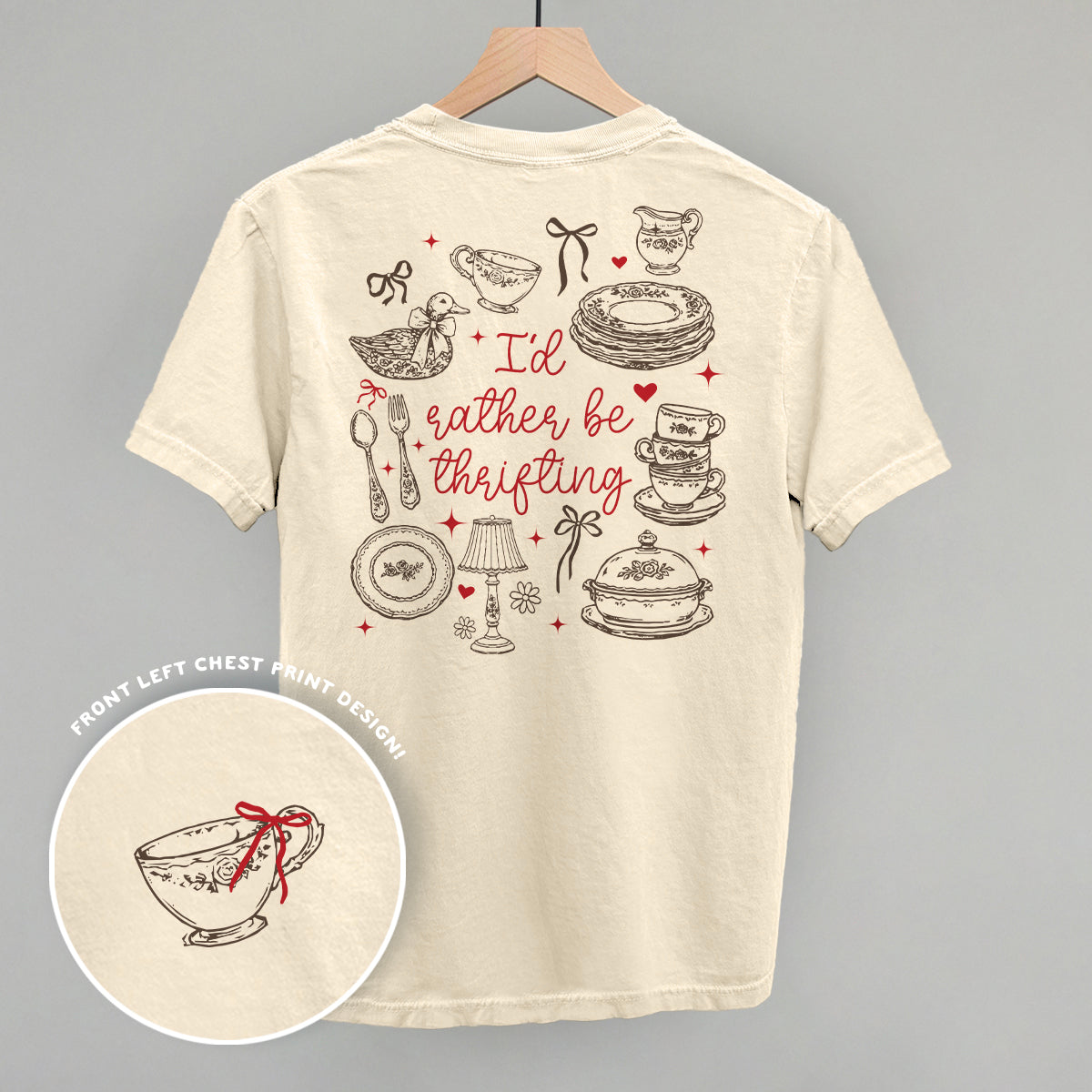 I'd Rather Be Thrifting Doodles Back Print T-Shirt | Thrift Lover Tee