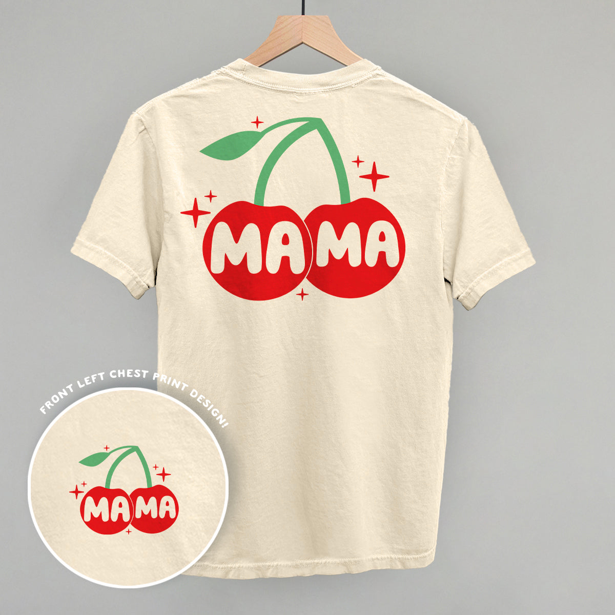Mama Cherries + Sparkles Back Print T-Shirt | Cute Mom Graphic Tee