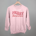 Merry Christmas groovy script sweatshirt in Light Pink