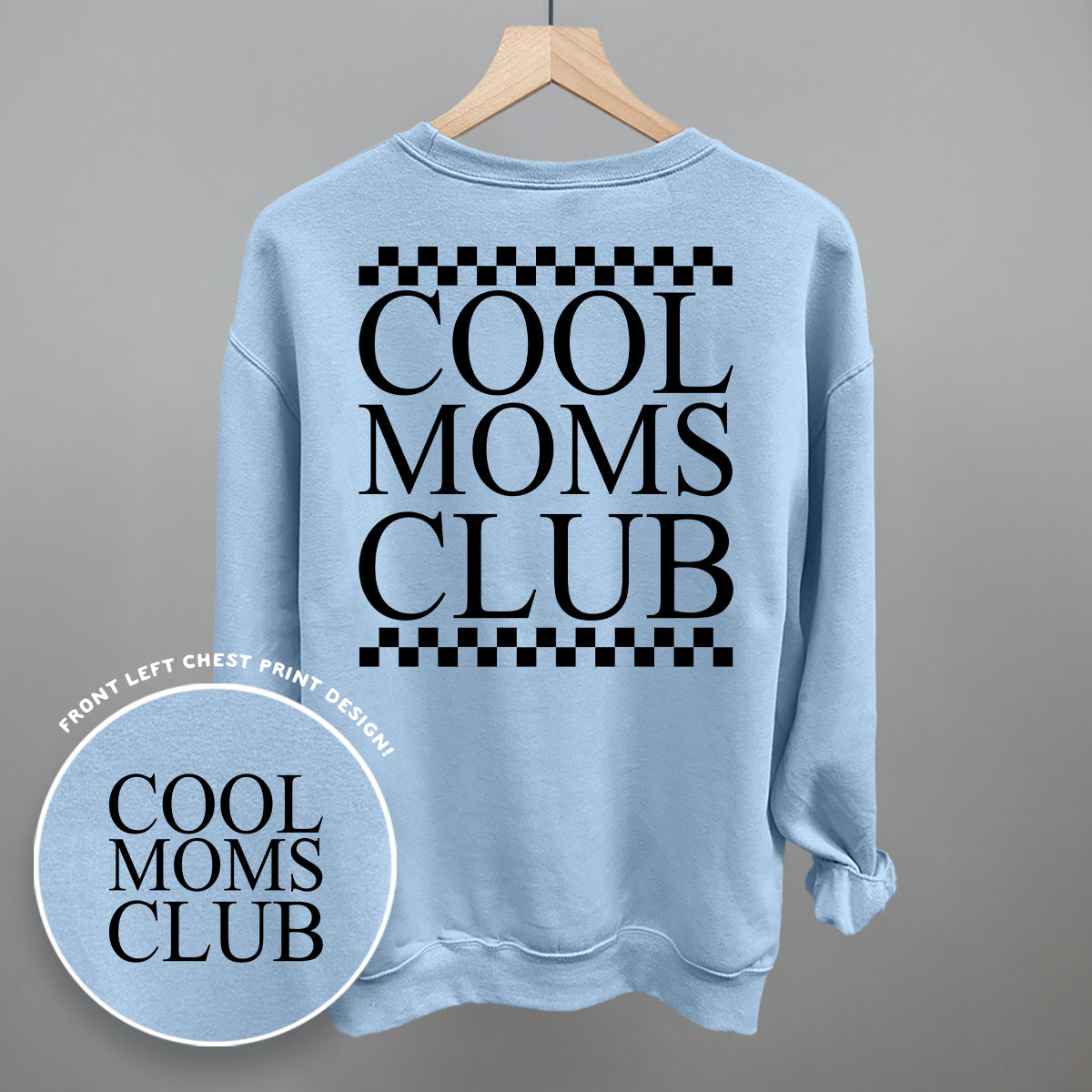 Cool Moms Club Checkered Back Print T-Shirt | Funny Mom Graphic Tee