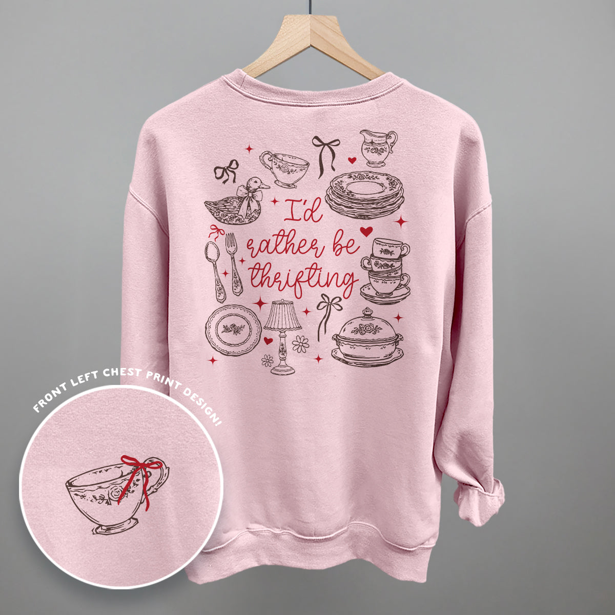 I'd Rather Be Thrifting Doodles Back Print T-Shirt | Thrift Lover Tee