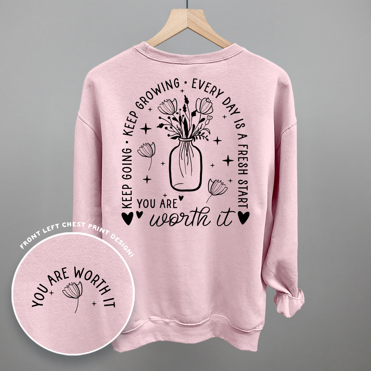 You Are Worth It Floral Back Print T-Shirt | Women's Inspirational Tee