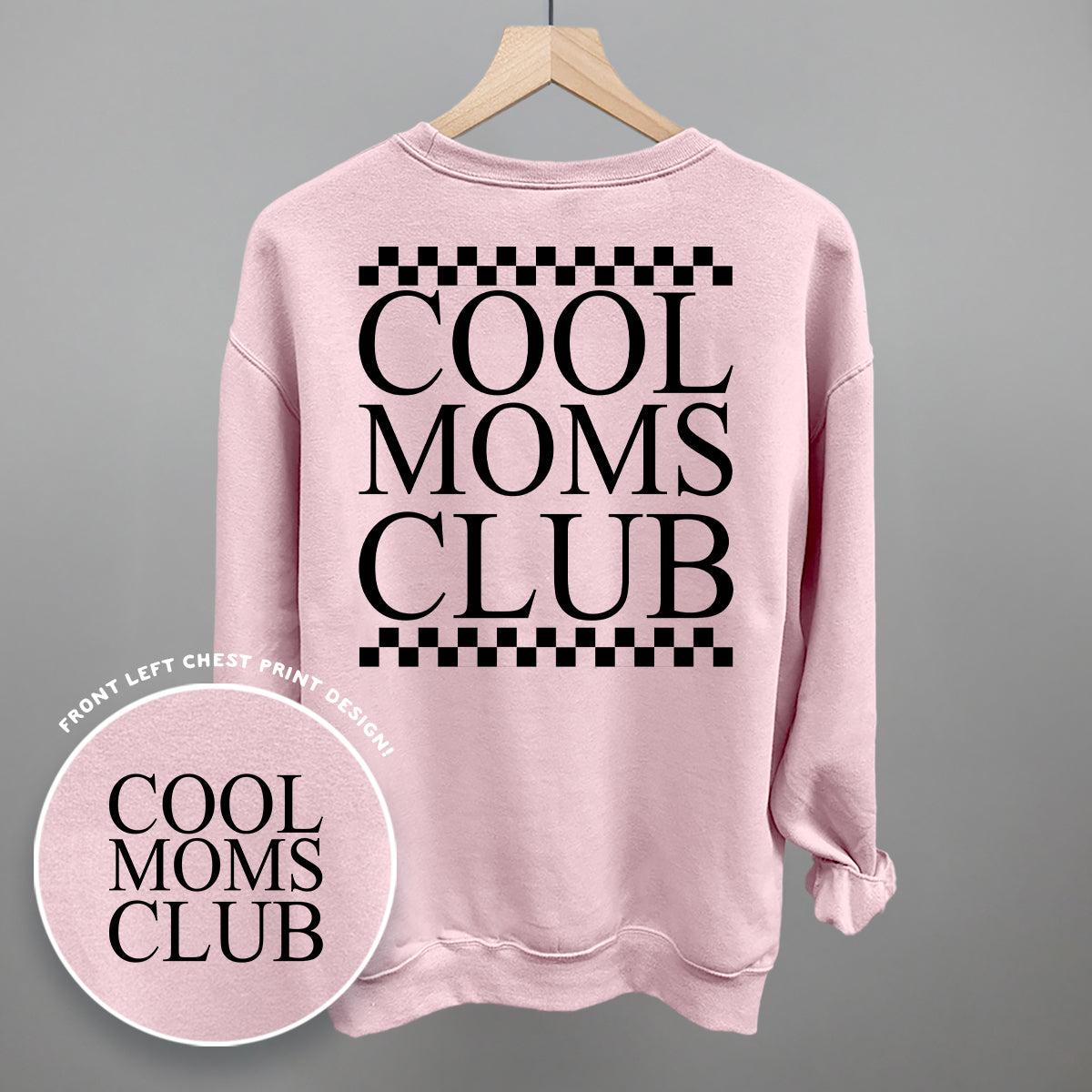 Cool Moms Club Checkered Back Print T-Shirt | Funny Mom Graphic Tee