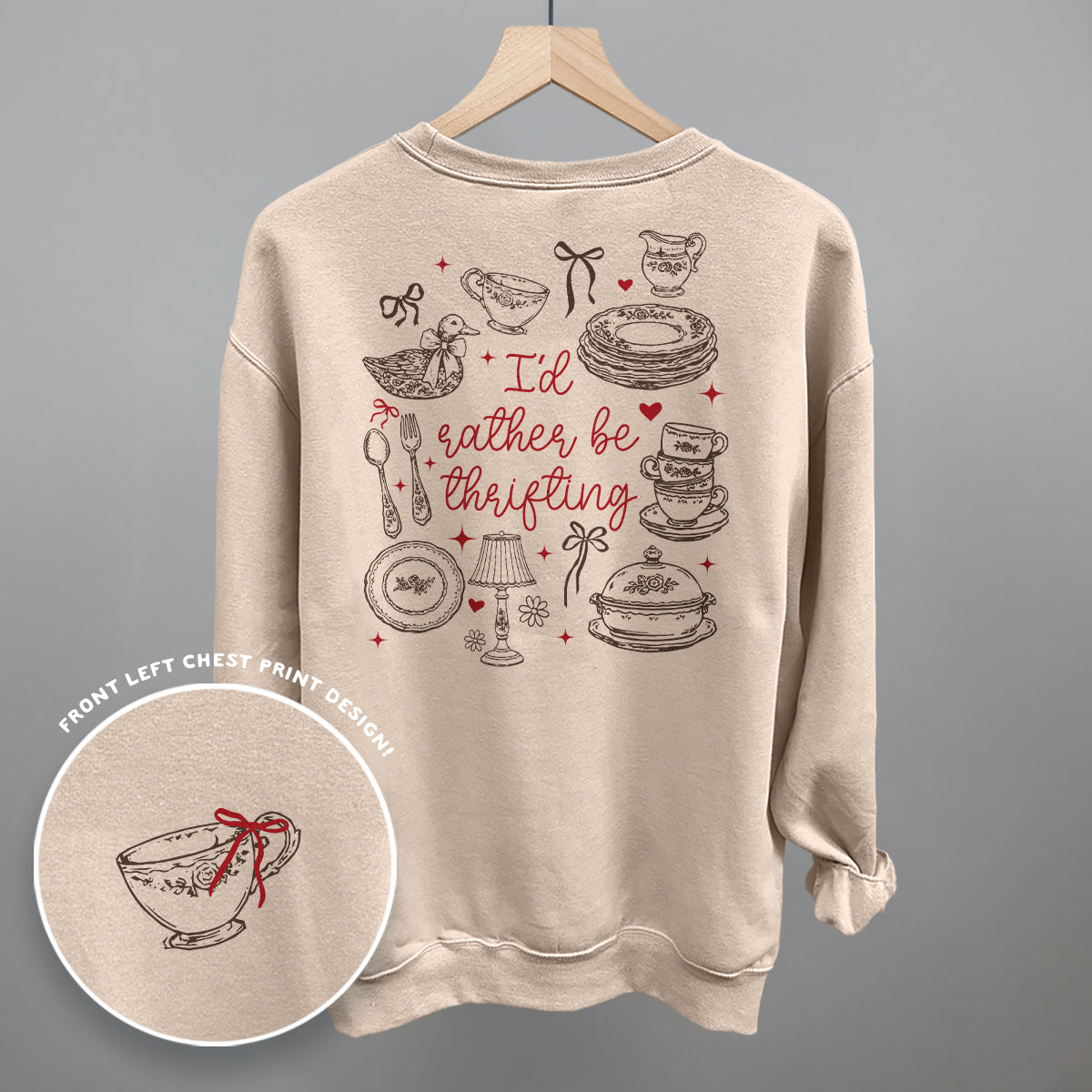 I'd Rather Be Thrifting Doodles Back Print T-Shirt | Thrift Lover Tee
