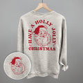 Have A Holly Jolly Christmas Santa back-print shirt in Oatmeal Heather