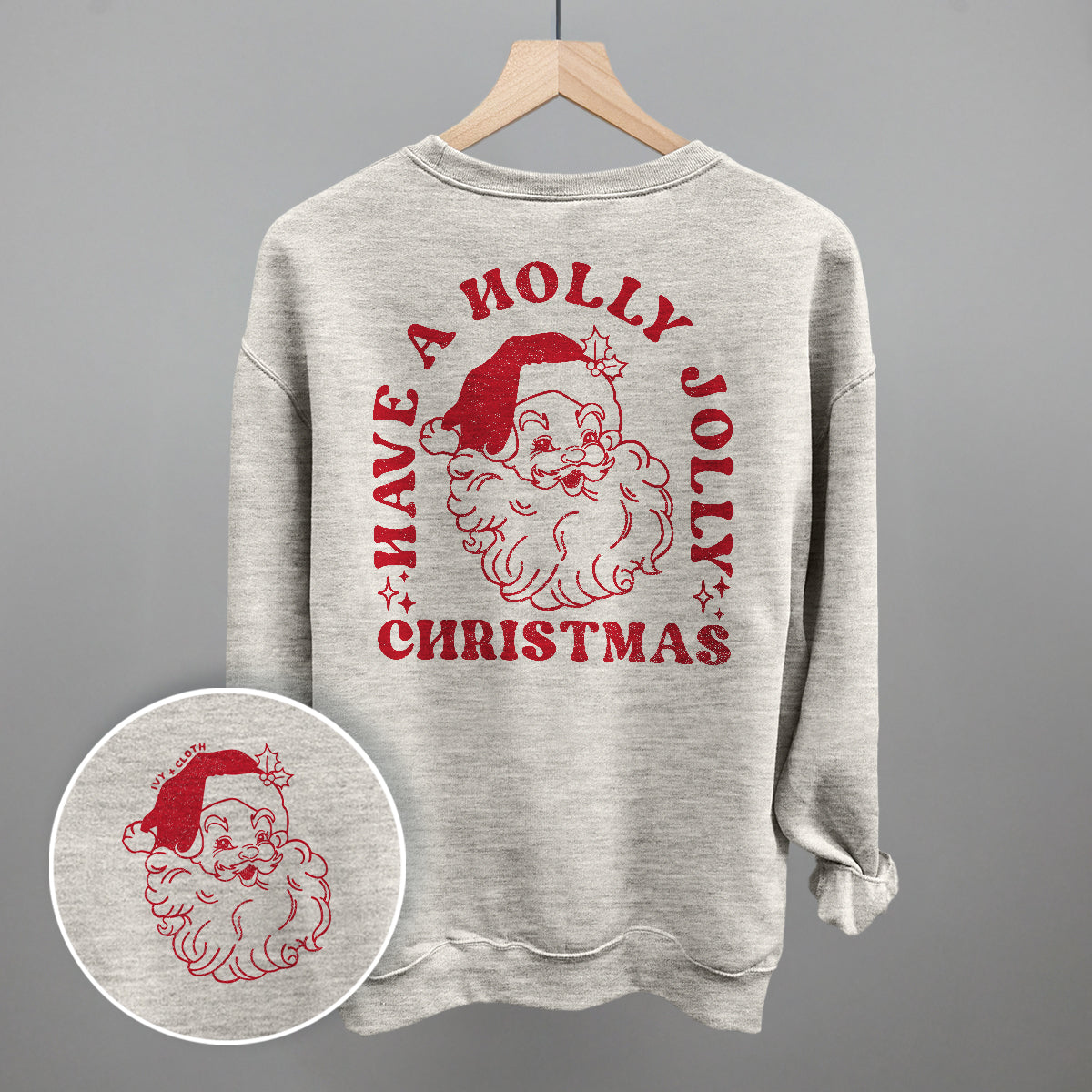 Have A Holly Jolly Christmas Santa back-print shirt in Oatmeal Heather