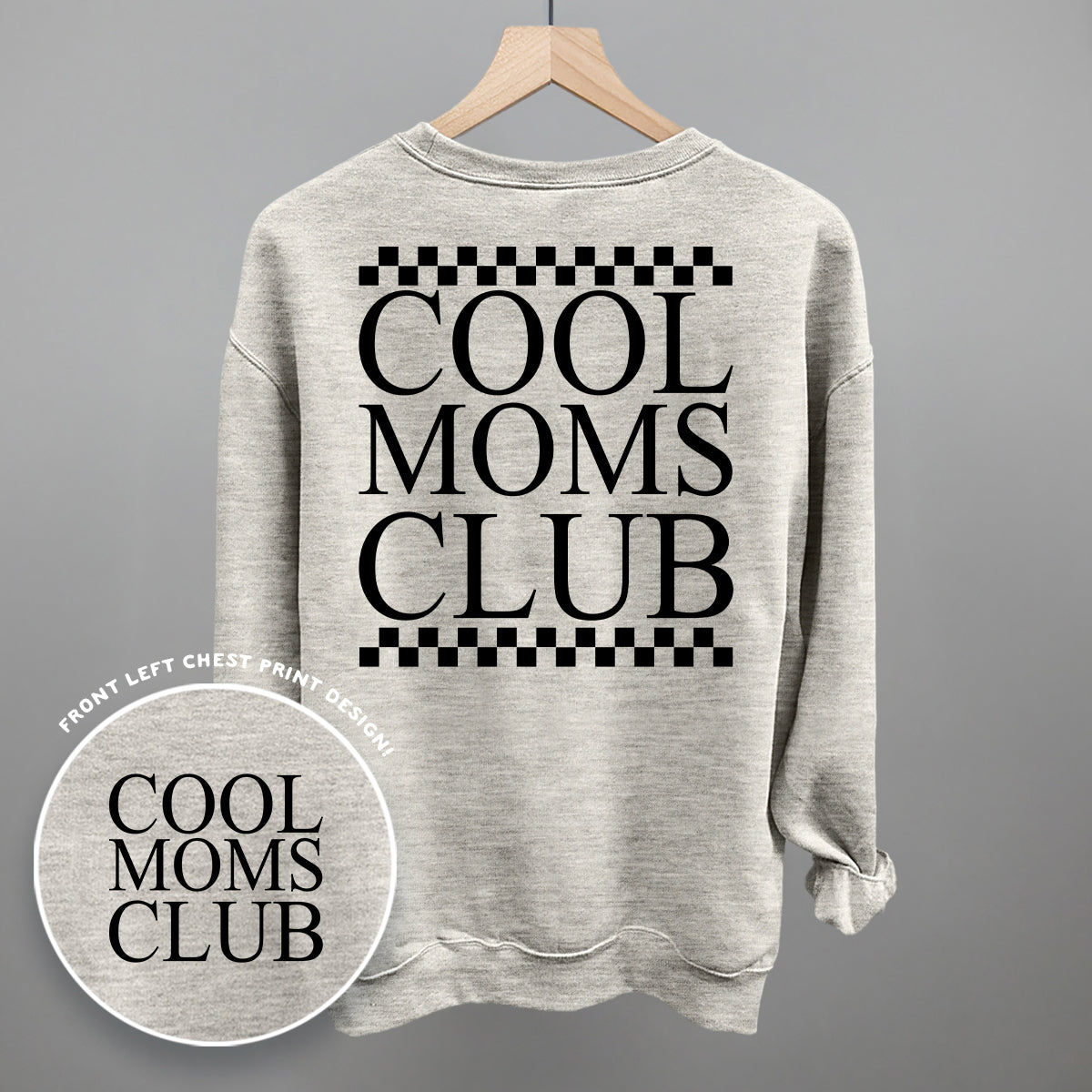 Cool Moms Club Checkered Back Print T-Shirt | Funny Mom Graphic Tee