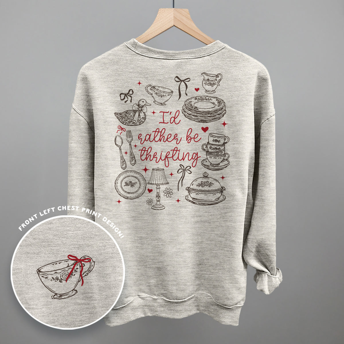 I'd Rather Be Thrifting Doodles Back Print T-Shirt | Thrift Lover Tee