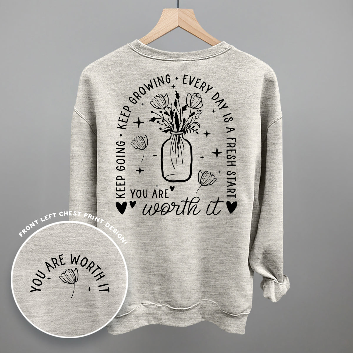 You Are Worth It Floral Back Print T-Shirt | Women's Inspirational Tee
