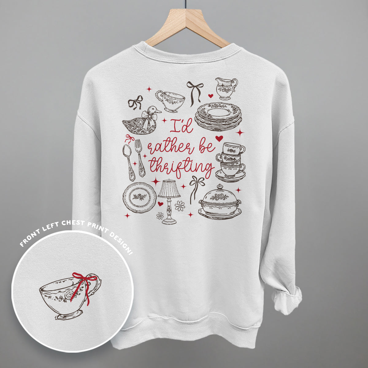 I'd Rather Be Thrifting Doodles Back Print T-Shirt | Thrift Lover Tee