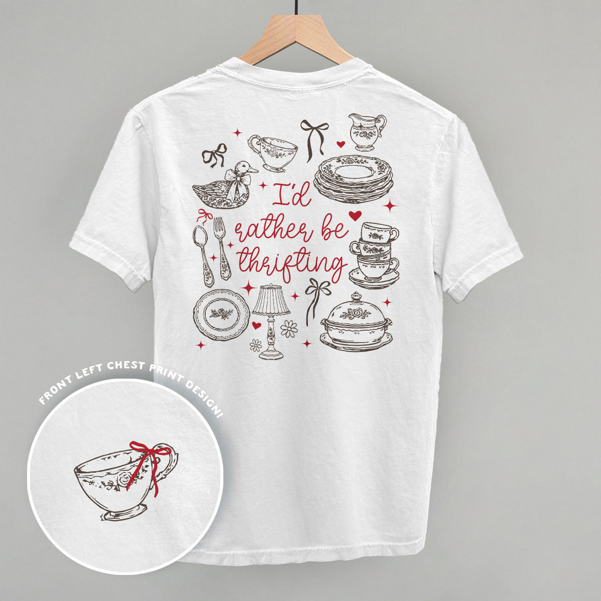 I'd Rather Be Thrifting Doodles Back Print T-Shirt | Thrift Lover Tee