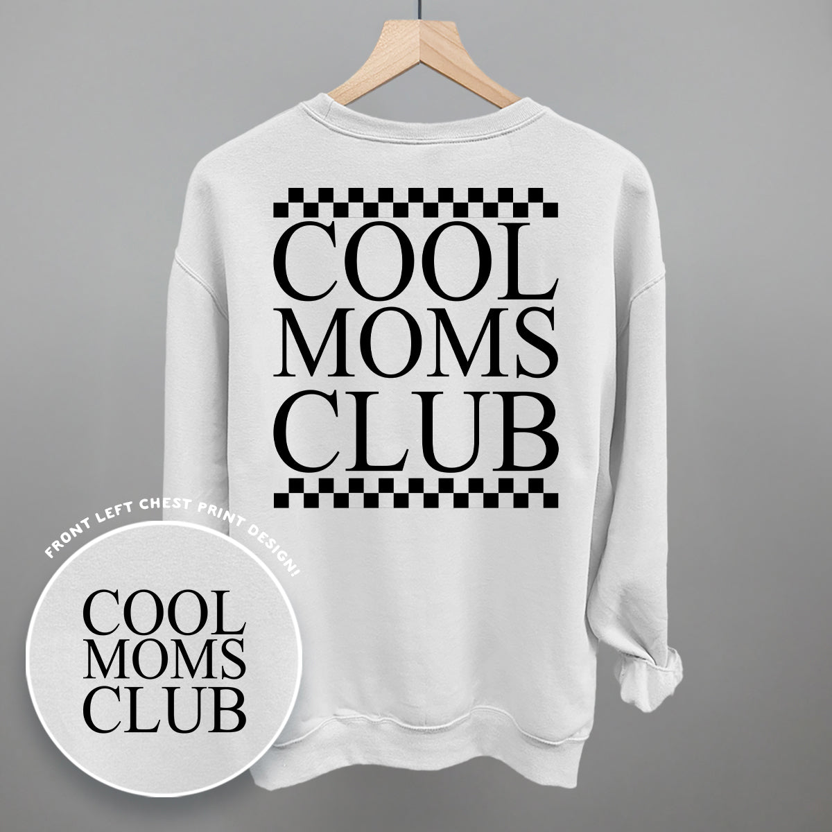 Cool Moms Club Checkered Back Print T-Shirt | Funny Mom Graphic Tee