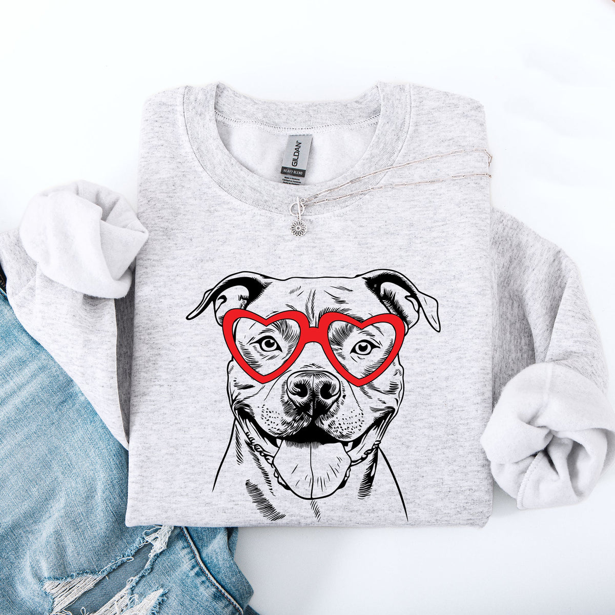 Pitbull Valentine's Day Sweatshirt | Dog Lover Graphic Crewneck