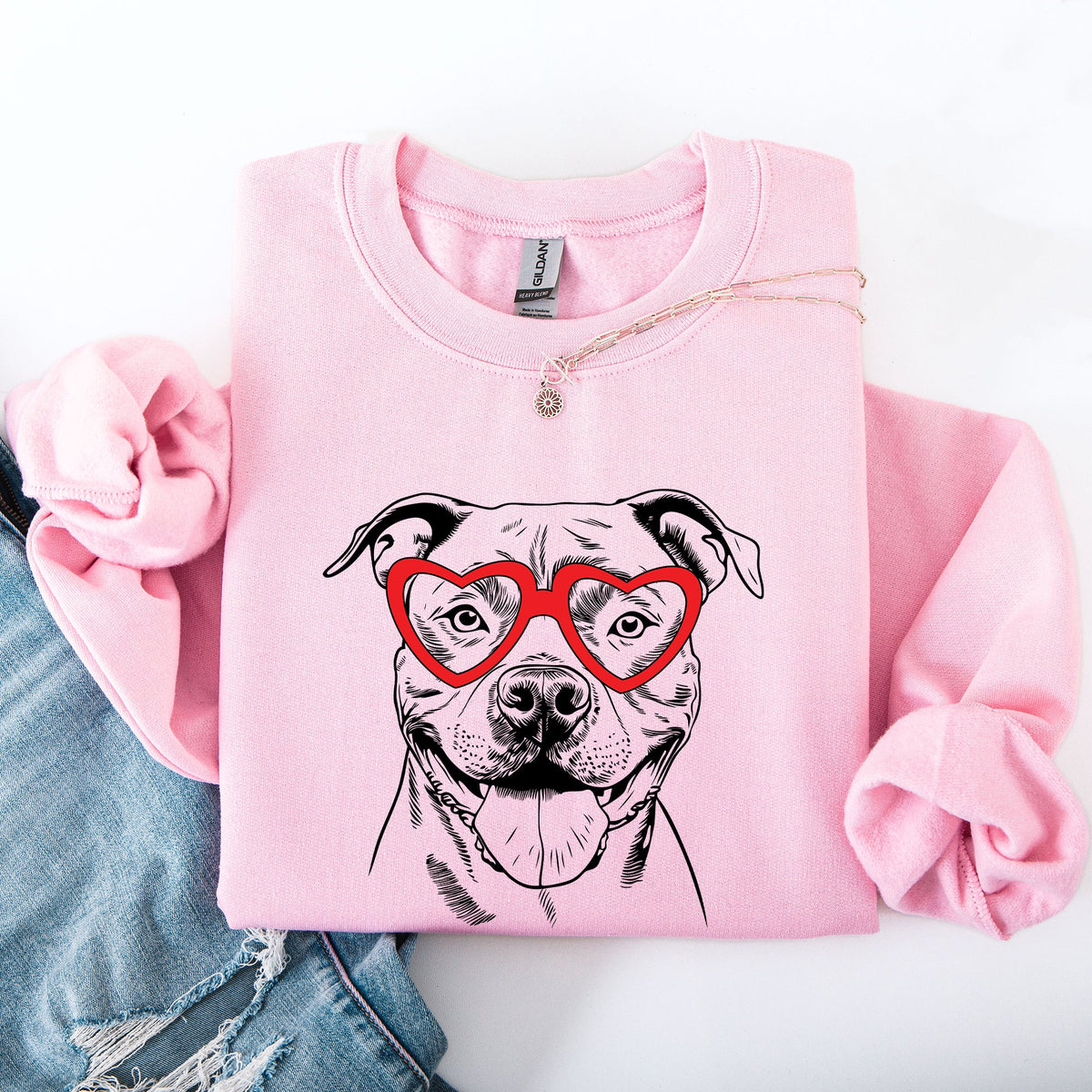 Pitbull Valentine's Day Sweatshirt | Dog Lover Graphic Crewneck