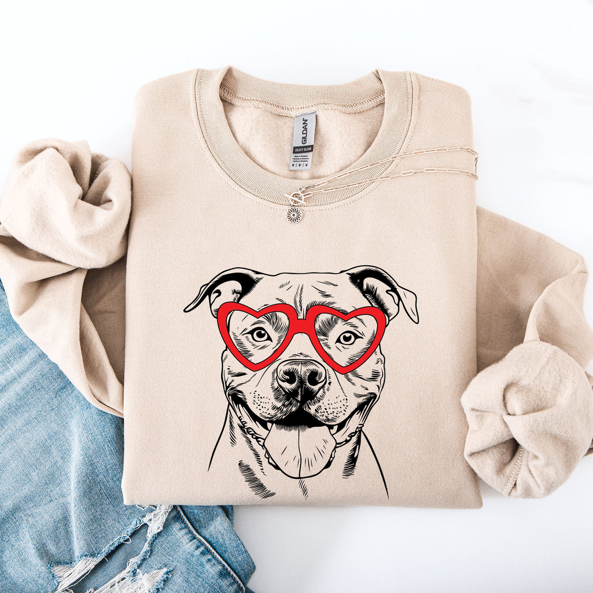 Pitbull Valentine's Day Sweatshirt | Dog Lover Graphic Crewneck