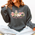 Pink Santa gingerbread man Christmas sweatshirt in Dark Gray Heather