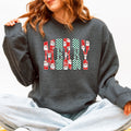 Merry varsity Santa checkered Christmas sweatshirt in Dark Gray Heather